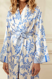 Silk blue and white dressing gown