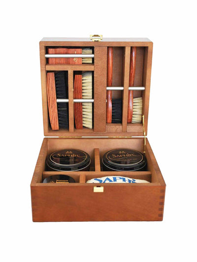 A Fine Pair of Shoes Wooden valet shoe shine box at Collagerie