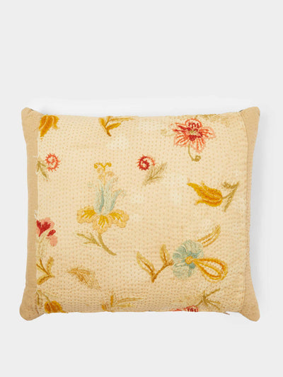 By Walid 19th century floral embroidered cushion at Collagerie