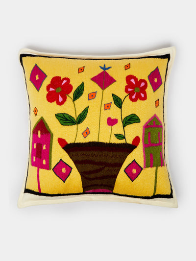Saved NY Yellow basket cashmere pillow at Collagerie