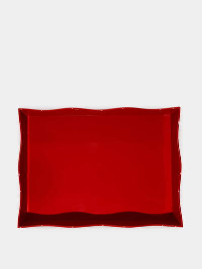 The Lacquer Company x Rita Konig Red lacquered tray at Collagerie