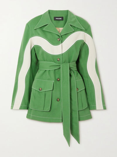 Ahluwalia Green and white belted jacket at Collagerie