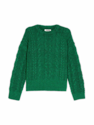 Albaray Green cable crewneck at Collagerie