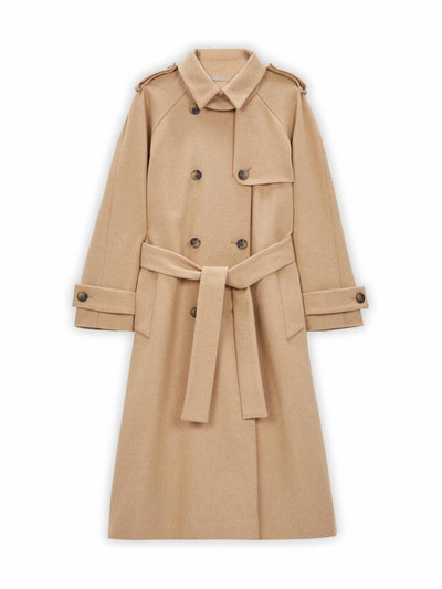 Albaray Camel wool blend trench coat at Collagerie