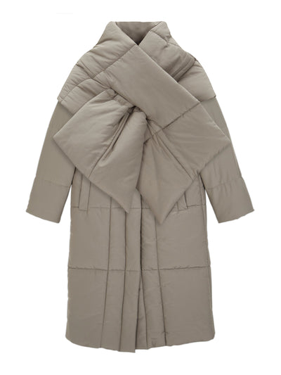 Albaray Khaki scarf padded coat at Collagerie