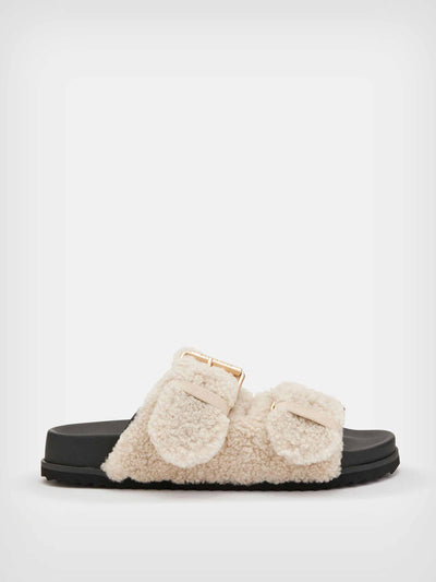 AllSaints Sian shearling sandals at Collagerie