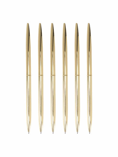yardwe Gold-tone ballpoint pens (set of 6) at Collagerie