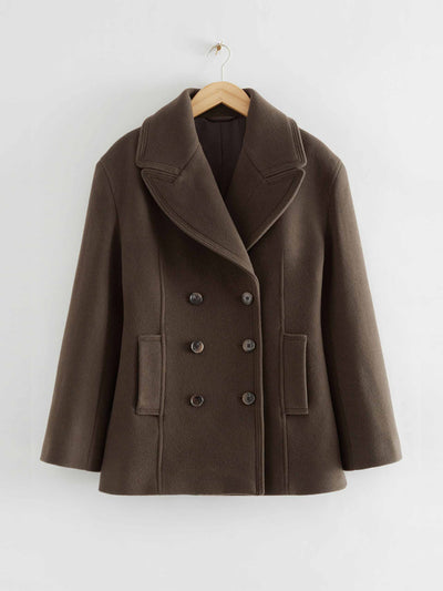 & Other Stories Brown wool pea coat at Collagerie