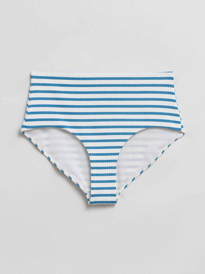 & Other Stories Blue and white striped ribbed bikini bottoms at Collagerie