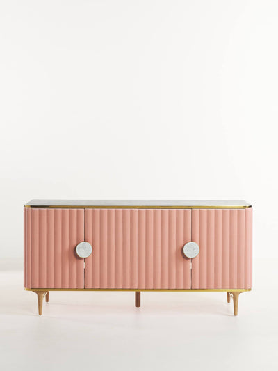 Anthropologie Pink velvet buffet with marble top at Collagerie