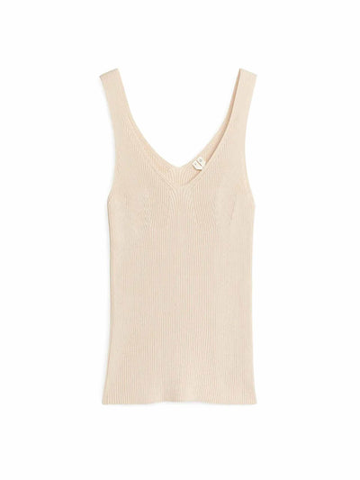 Arket Beige ribbed-knit tank top at Collagerie