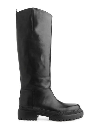Arket Black chunky leather boots at Collagerie