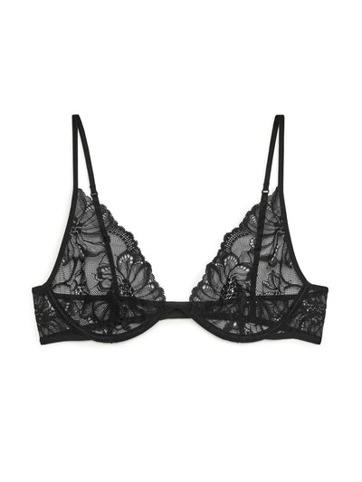 Arket Black lace wired bra at Collagerie