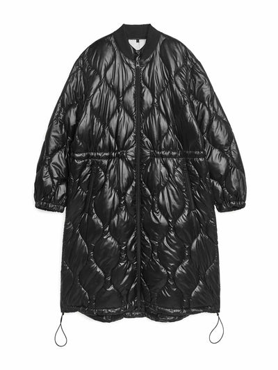 Arket Shiny quilted parka at Collagerie