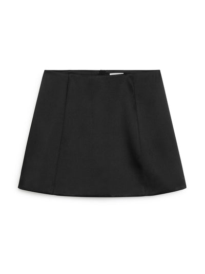 Arket Black satin mini skirt at Collagerie
