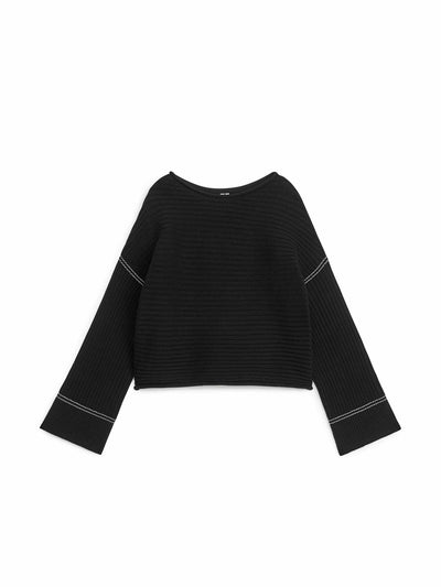 Arket Black jumper with white stitching at Collagerie