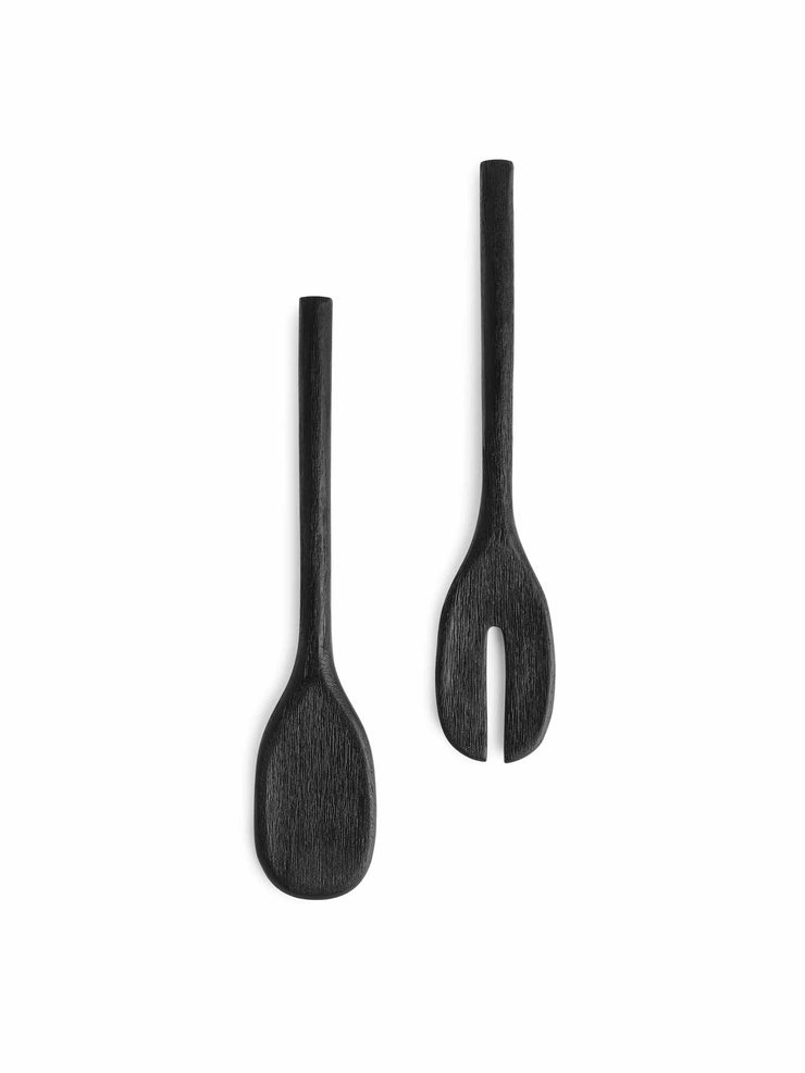 Black wooden serving tools
