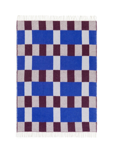 Arket Blue and purple checked lambswool blanket at Collagerie