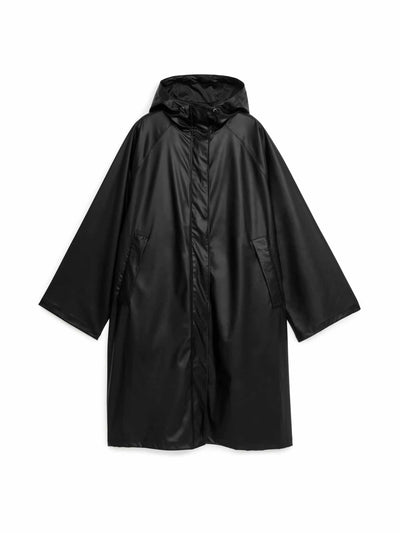 Arket Black hooded rain jacket at Collagerie