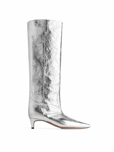 Arket Silver kitten heel boots at Collagerie