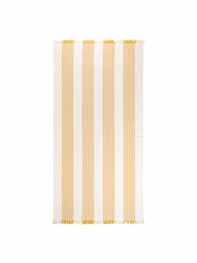 Arket Yellow and white striped beach blanket at Collagerie