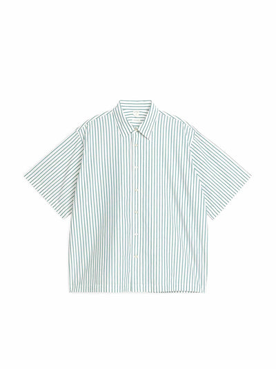 Arket Green and white striped polo shirt at Collagerie