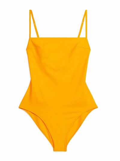 Arket Yellow square neck swimsuit at Collagerie