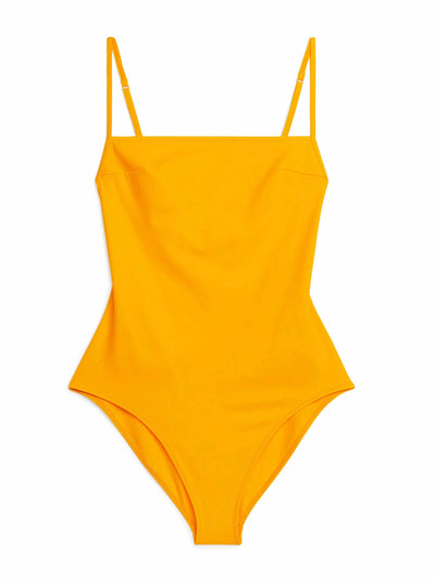 Arket Yellow square-neck swimsuit at Collagerie