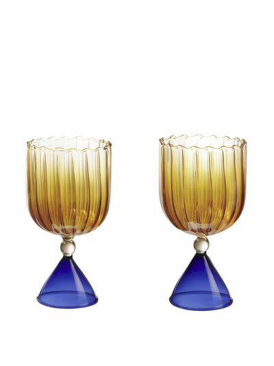 Serena Confalonieri Calypso orange water/wine glasses (set of 2) at Collagerie