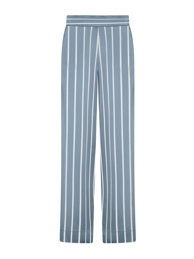 Asceno London dust blue striped silk pyjama bottoms at Collagerie