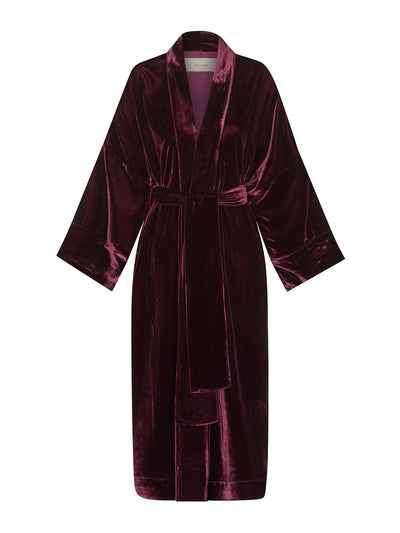 Asceno Burgundy velvet robe at Collagerie