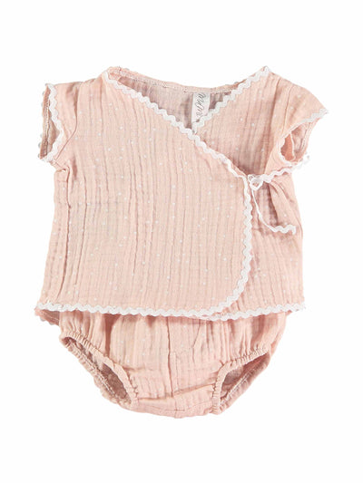 Baboushkini Pink ric rac baby set at Collagerie