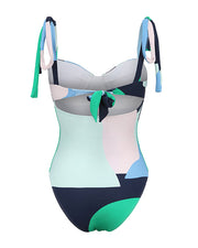 Multi-coloured Bardot swimsuit