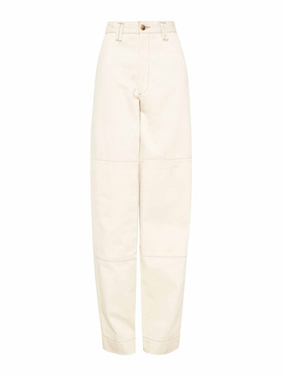 Bassike Cream high waisted trousers at Collagerie