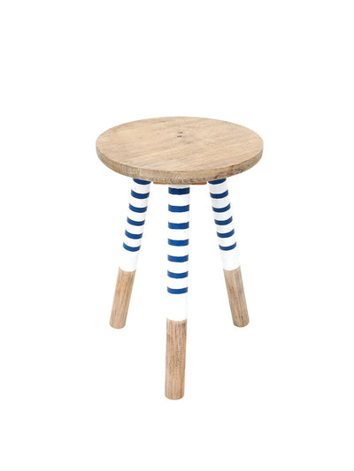 batela Wooden enamel striped stool at Collagerie