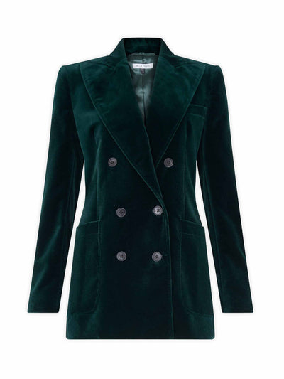 Bella Freud Green velvet blazer at Collagerie