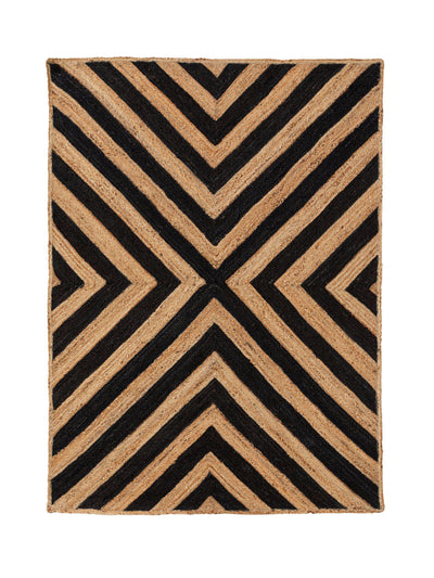 Benuta Brown and black jute stripe pattern rug at Collagerie