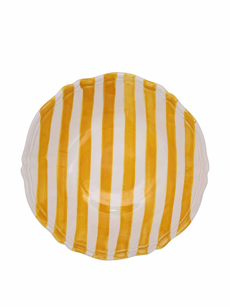 Yellow striped ceramic bowl