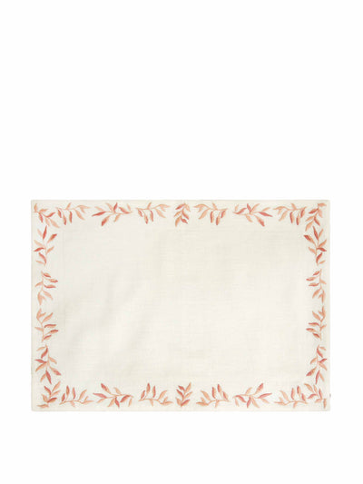 Birdie Fortescue Foliage embroidered linen placemats at Collagerie