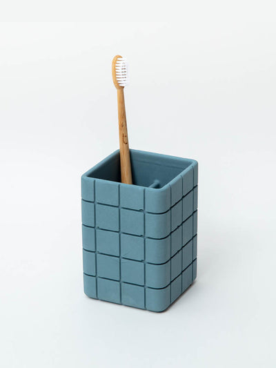 Block Design Tile toothbrush holder at Collagerie