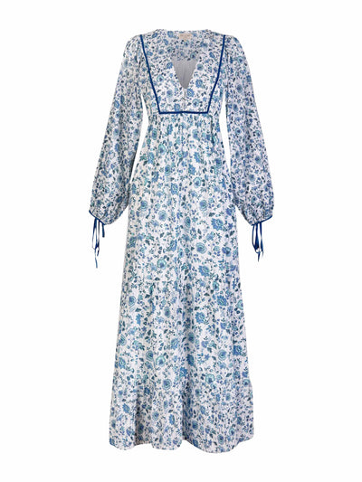 Beulah London Blue and white Indira twilight dress at Collagerie