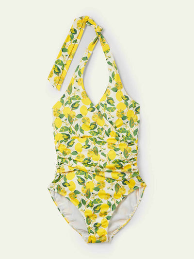 Boden Yellow and green lemon pattern swimsuit at Collagerie