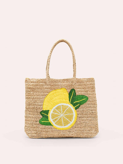 Boden Lemon straw tote bag at Collagerie