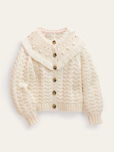 Boden Ecru cable cardigan at Collagerie