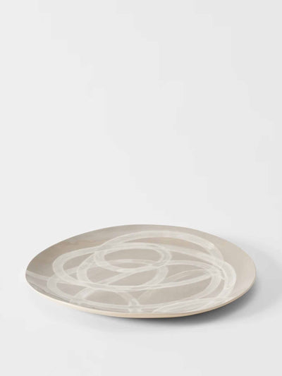 Brickett Davda Taupe and white platter at Collagerie