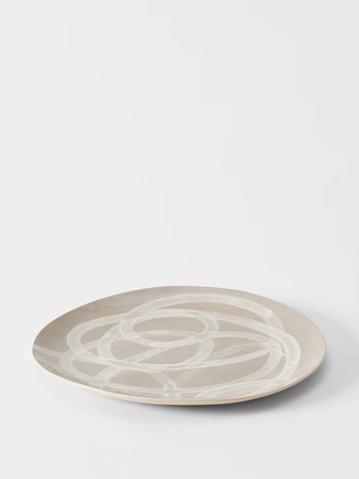 Taupe and white platter