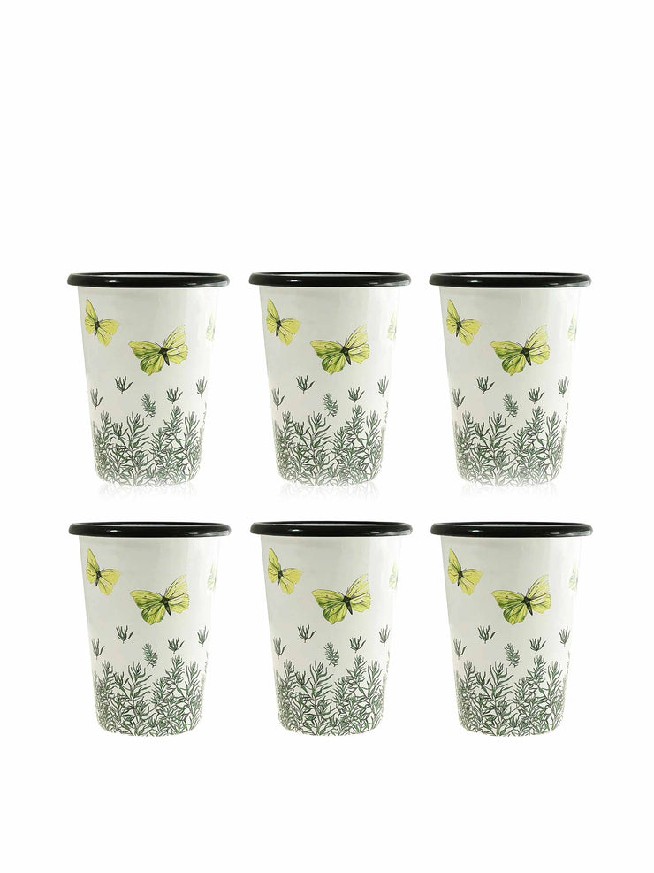 Brimstone butterfly tumblers, set of 6