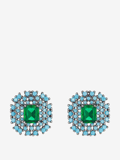 Brora Turquoise and emerald gem stud earrings at Collagerie