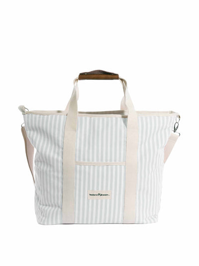 Business & Pleasure Co. Blue and white striped tote cooler bag at Collagerie