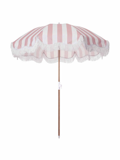 Business & Pleasure Pink and white parasol at Collagerie